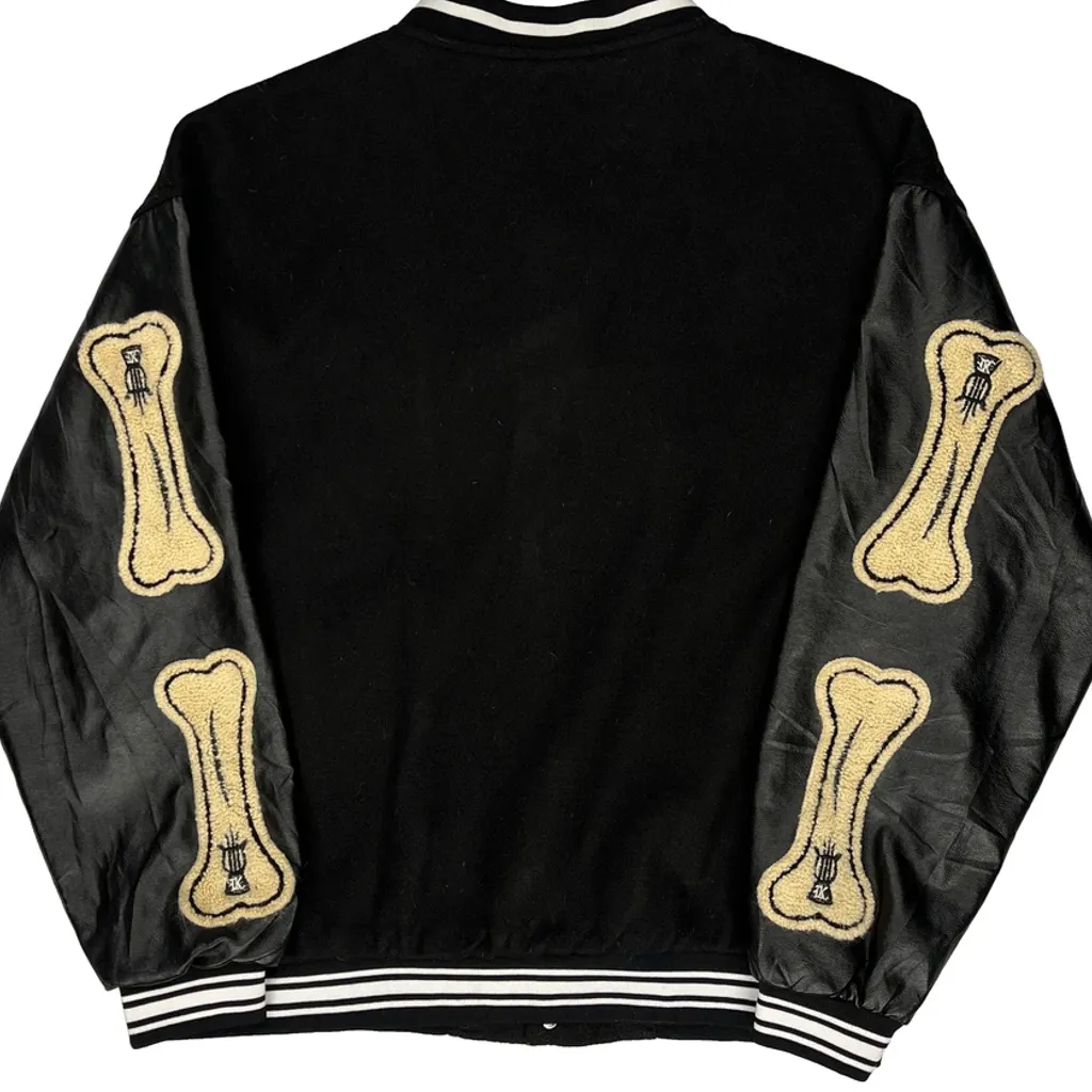 Bones Patch Unbranded Varsity Jacket - Large Black Polyester - Image 7