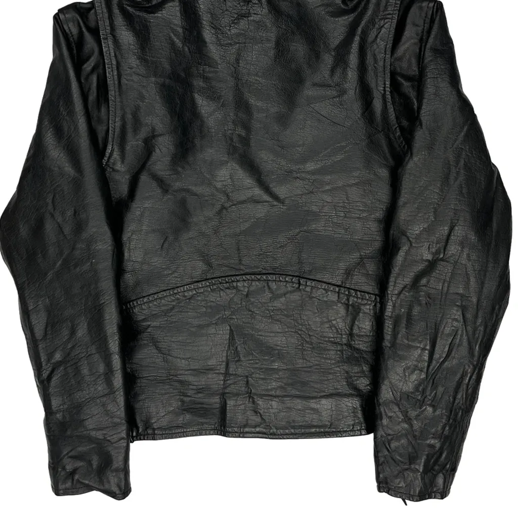 Bonus Studded Motorcycle Leather Jacket - Large Black Leather - Image 7
