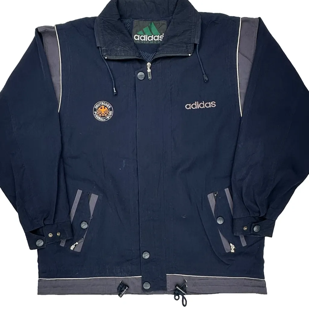 Bootleg Germany Football Adidas Equipment Spellout Windbreaker - Large Navy Polyester - Image 4