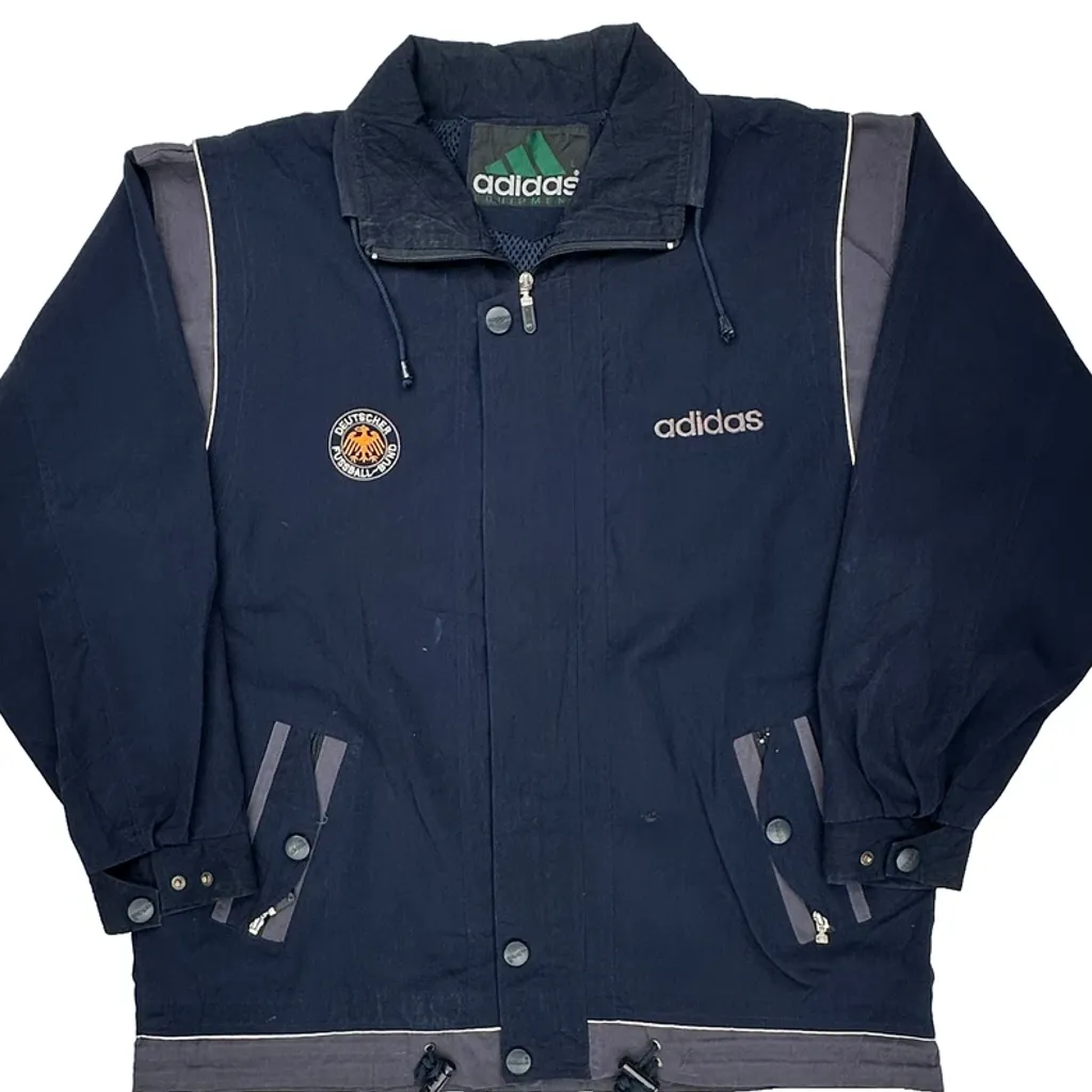 Bootleg Germany Football Adidas Equipment Spellout Windbreaker - Large Navy Polyester - Image 5