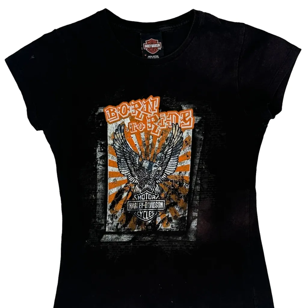 Born To Ride Harley Davidson Graphic T-Shirt - Medium Black Cotton - Image 4
