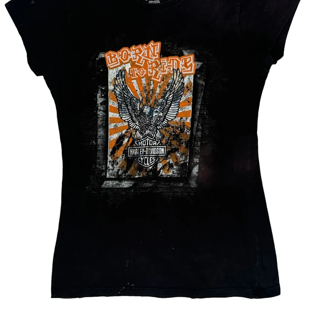 Born To Ride Harley Davidson Graphic T-Shirt - Medium Black Cotton - Image 5