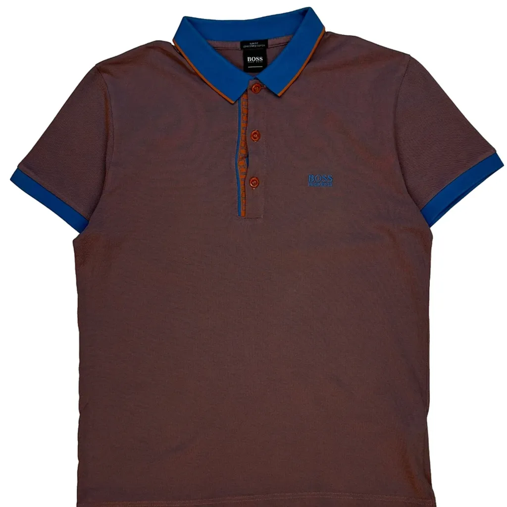 Boss Slim Fit Polo Shirt - Small Brown Cotton - Image 5