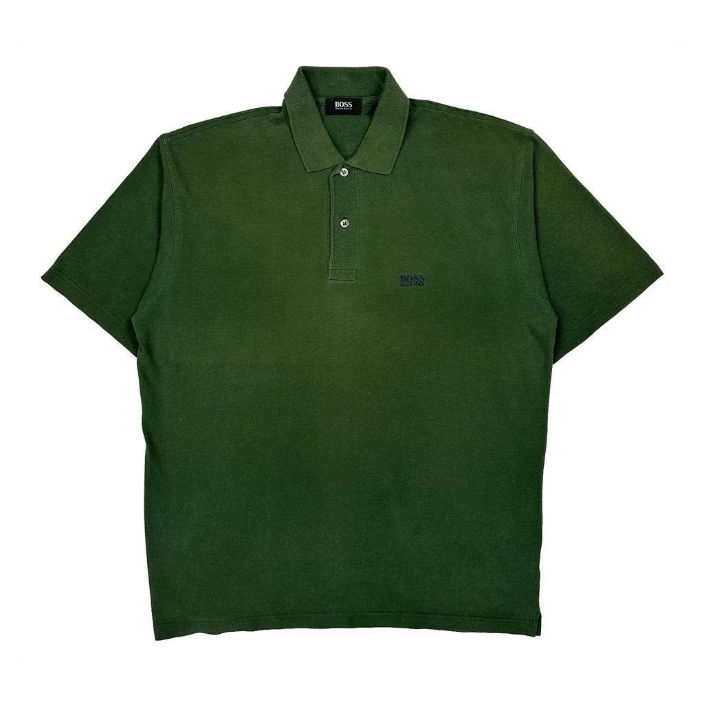 Boss Polo Shirt - Large Green Cotton