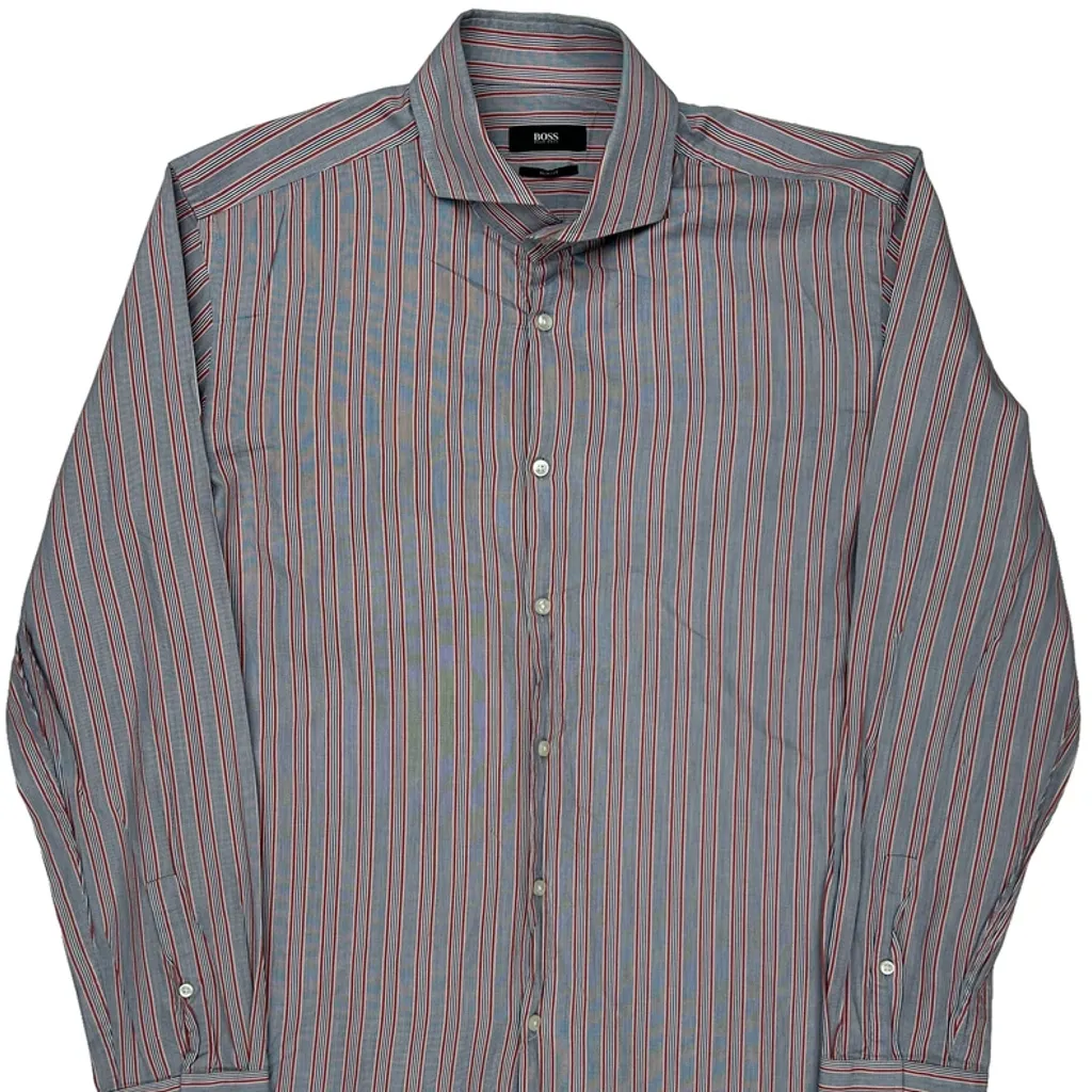 Boss Slim Fit Shirt - Large Blue Cotton - Image 5