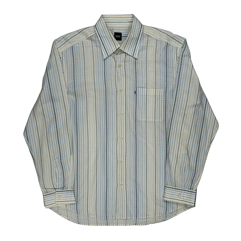 Boss Striped Shirt - XL Blue Cotton