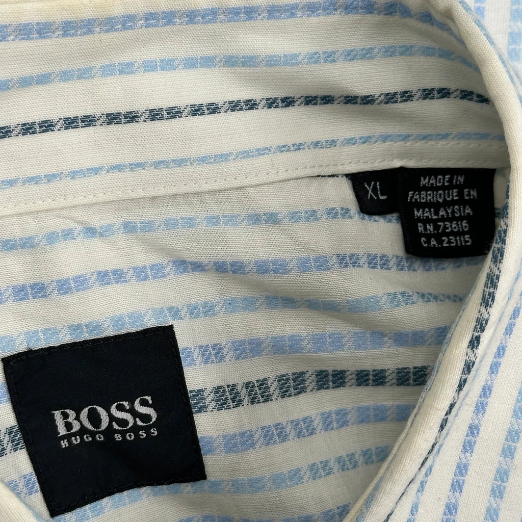 Boss Striped Shirt - XL Blue Cotton - Image 3