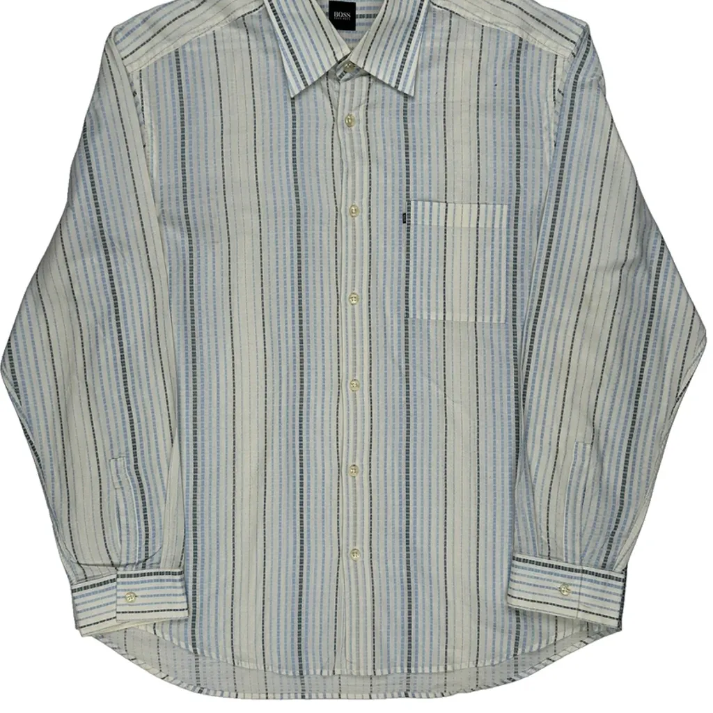 Boss Striped Shirt - XL Blue Cotton - Image 4