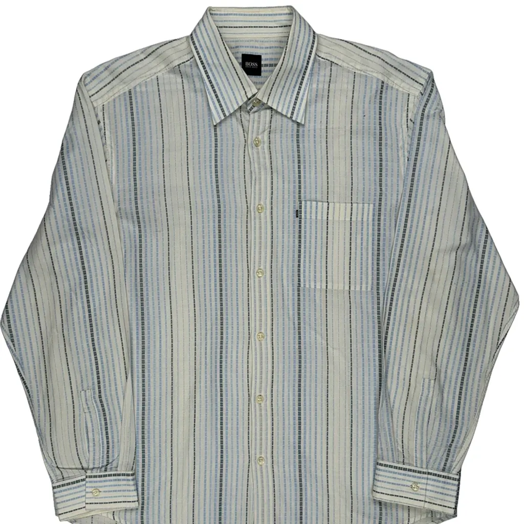 Boss Striped Shirt - XL Blue Cotton - Image 5