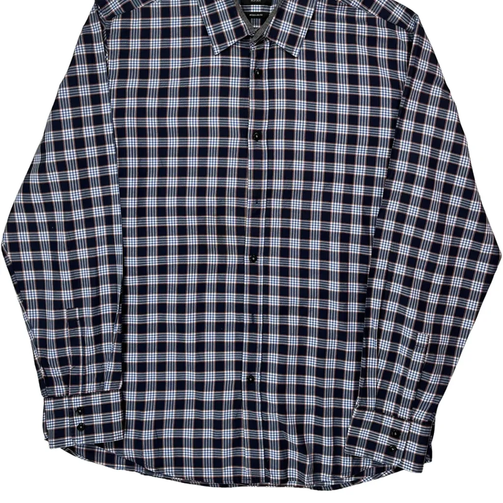 Boss Checked Shirt - XL Blue Cotton - Image 4