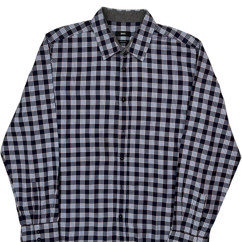 Boss Checked Shirt - XL Blue Cotton - Image 5
