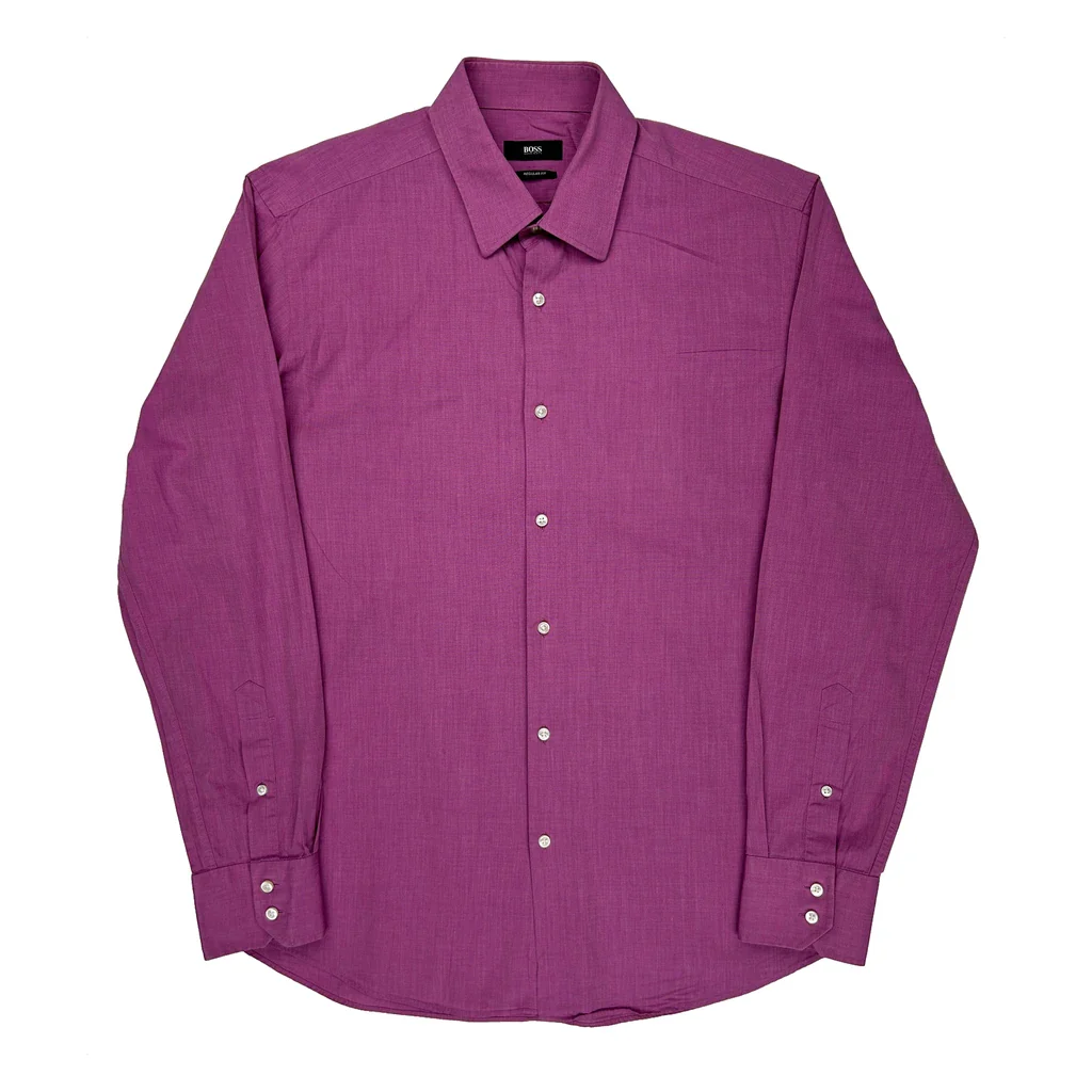 Boss Shirt - Large Purple Cotton
