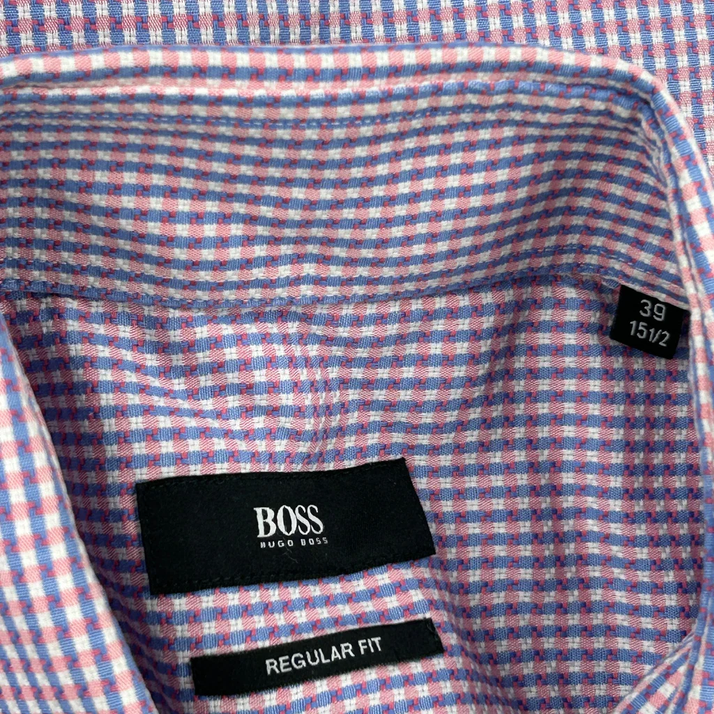 Boss Checked Shirt - Medium Purple Cotton - Image 3