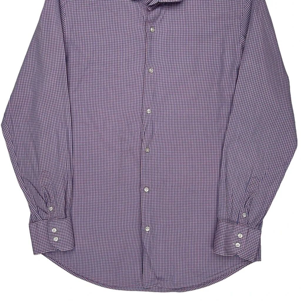 Boss Checked Shirt - Medium Purple Cotton - Image 5