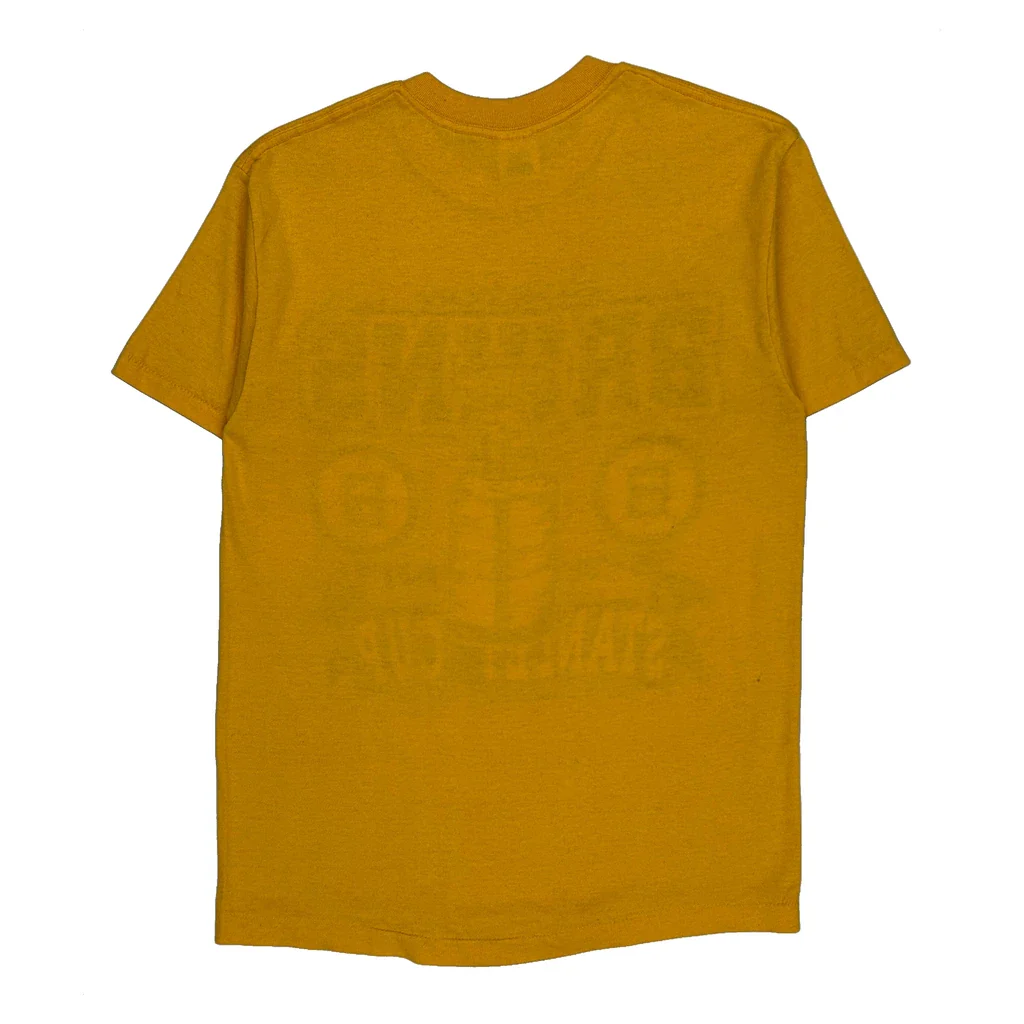 Boston Bruins Trench Graphic T-Shirt - Medium Yellow Cotton Blend - Image 2