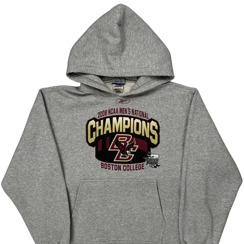 Boston College Reebok College Hoodie - Medium Grey Cotton Blend - Image 5