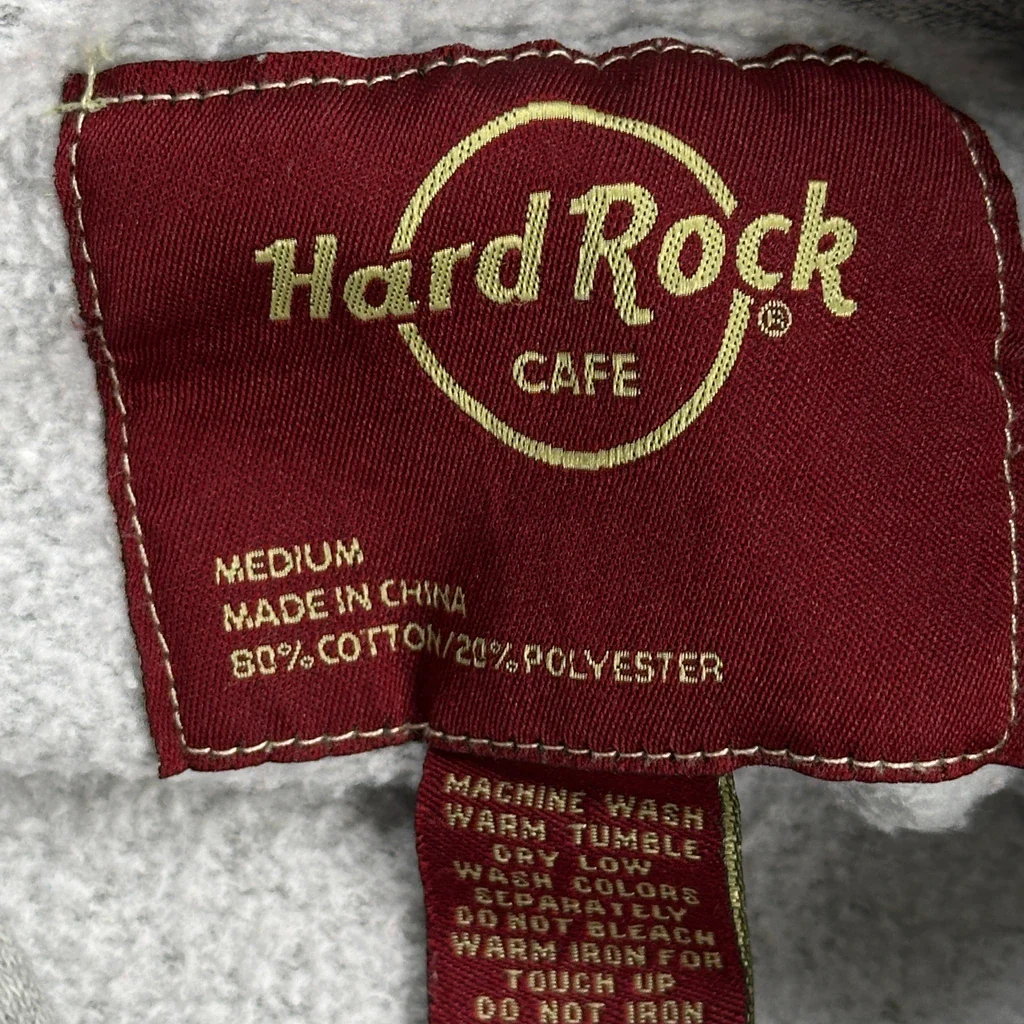 Boston Hard Rock Cafe Graphic Hoodie - Medium Grey Cotton Blend - Image 3