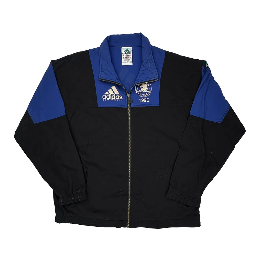 Boston Marathon 1995 Adidas Equipment Graphic Track Jacket - XL Black Polyester