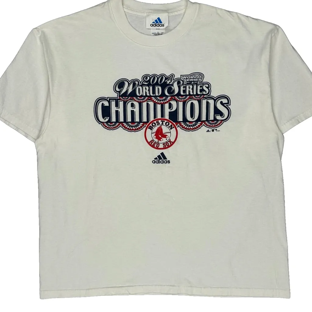 Boston Red Sox Adidas Graphic T-Shirt - XL White Cotton - Image 4