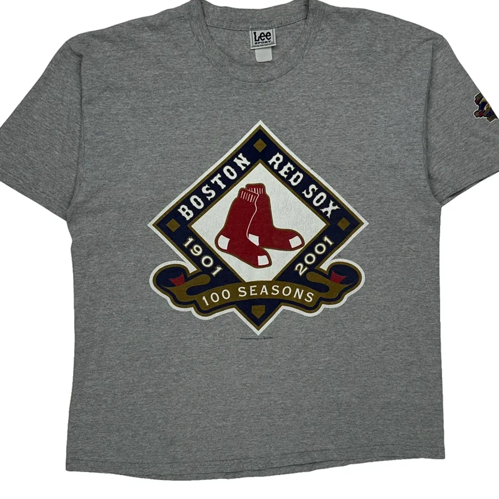 Boston Red Sox Lee Sport Mlb T-Shirt - XL Grey Cotton - Image 5
