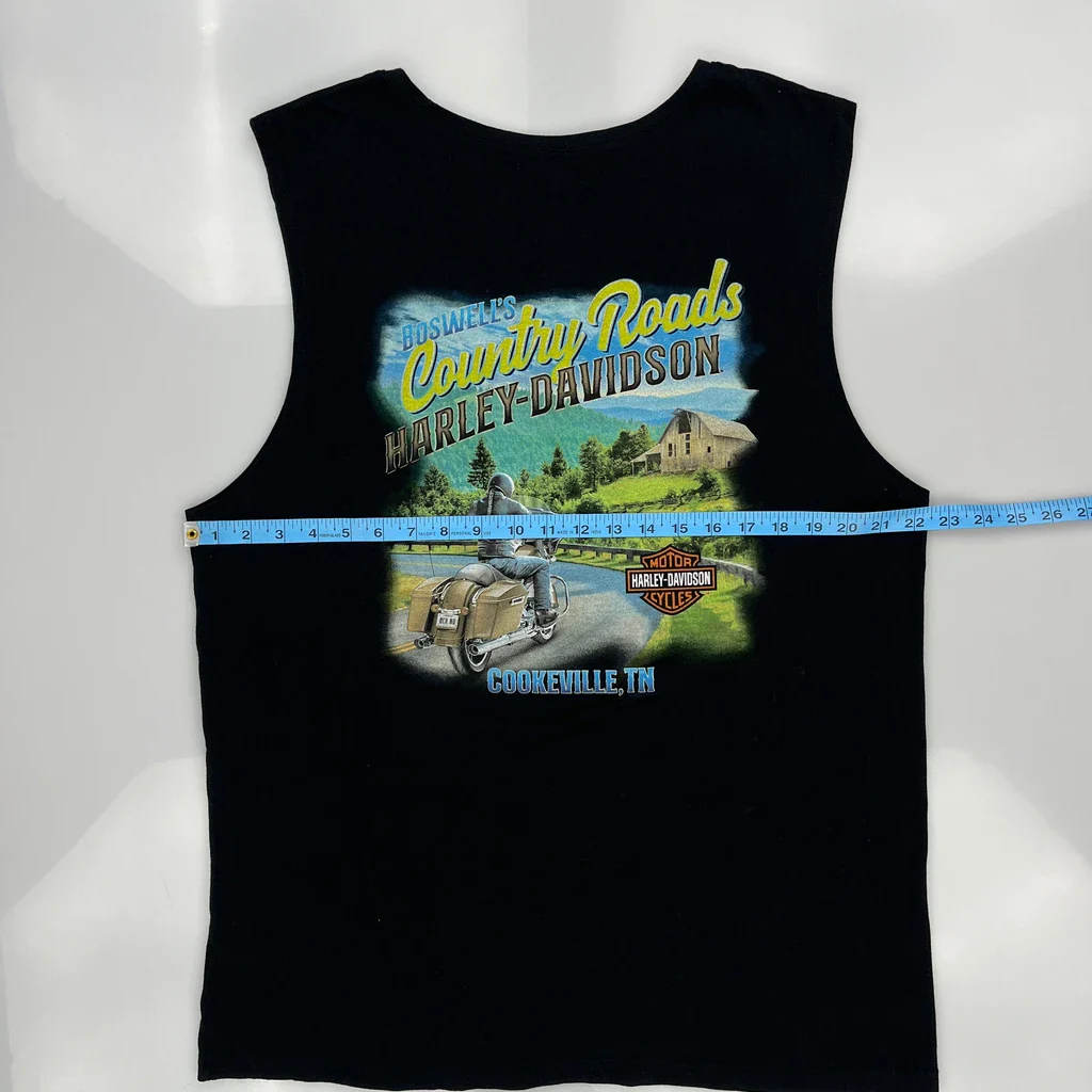 Boswell'S Country Roads Harley Davidson Graphic Tank Top - Medium Black Cotton - Image 3
