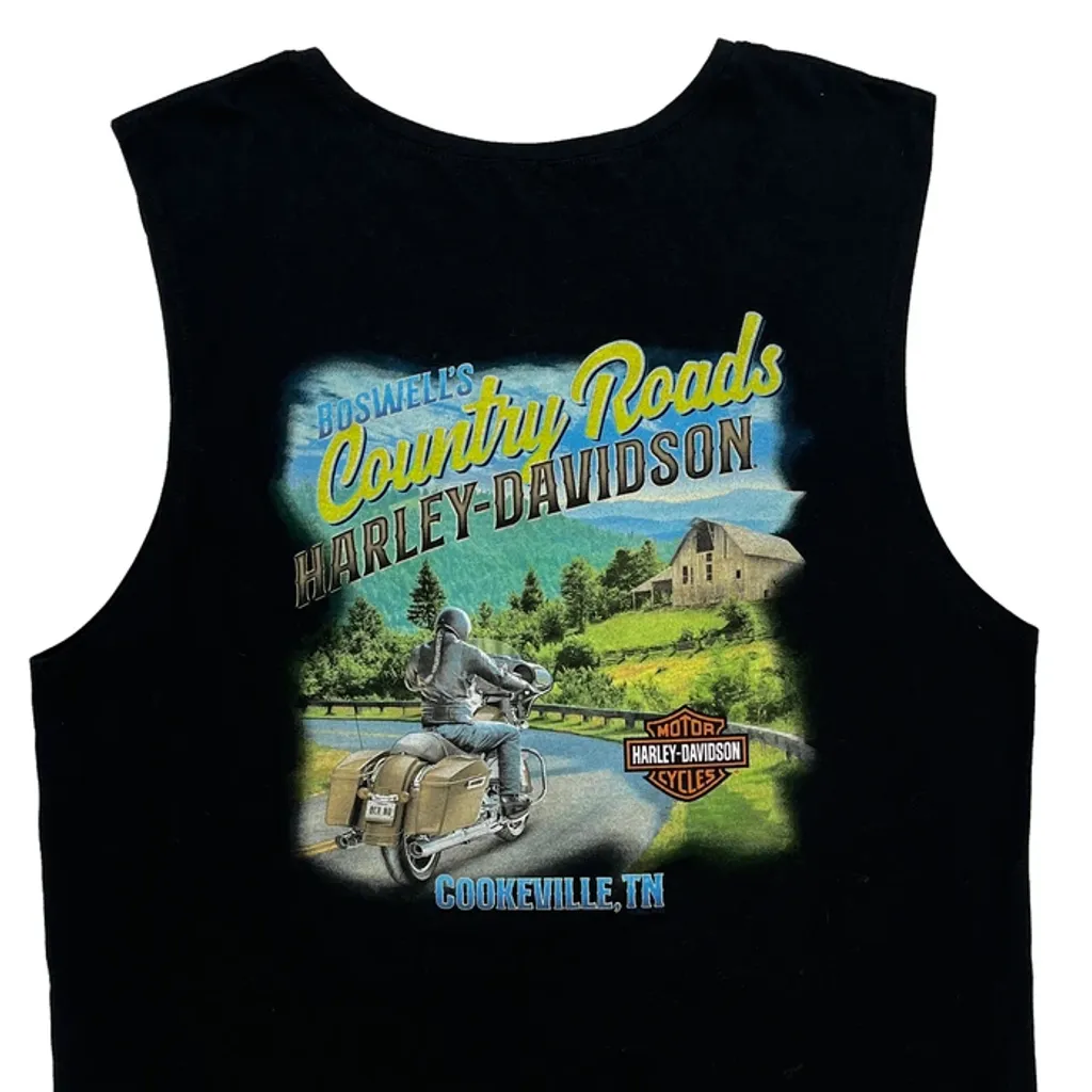 Boswell'S Country Roads Harley Davidson Graphic Tank Top - Medium Black Cotton - Image 6