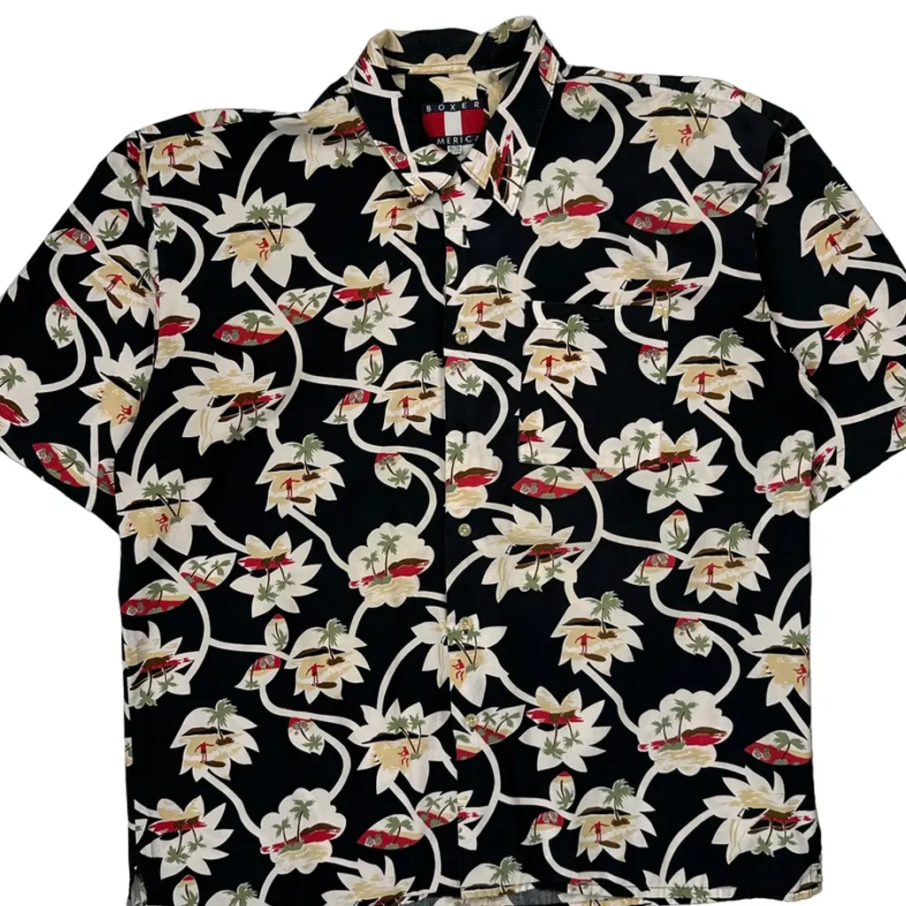 Boxer Floral Hawaiian Shirt - XL Black Cotton - Image 4