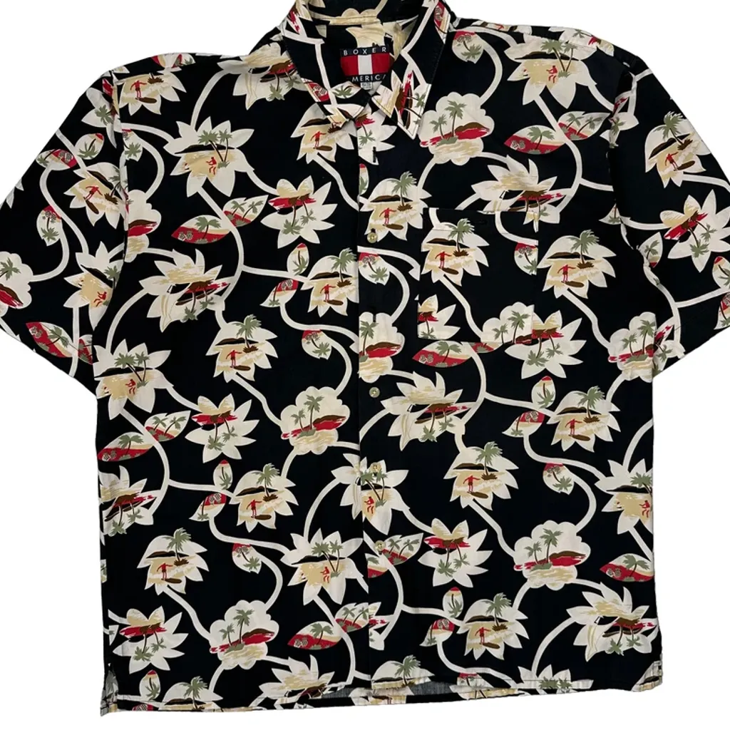 Boxer Floral Hawaiian Shirt - XL Black Cotton - Image 5