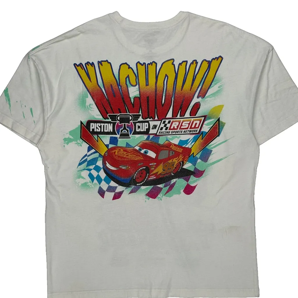 Boys Disney Lightning Mcqueen T-Shirt - 2XL White Cotton Blend - Image 6