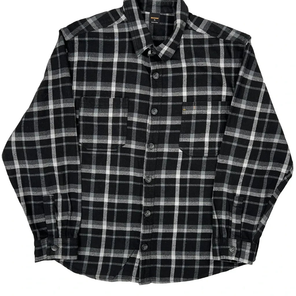 Brahma Checked Flannel Shirt - XL Black Cotton - Image 4