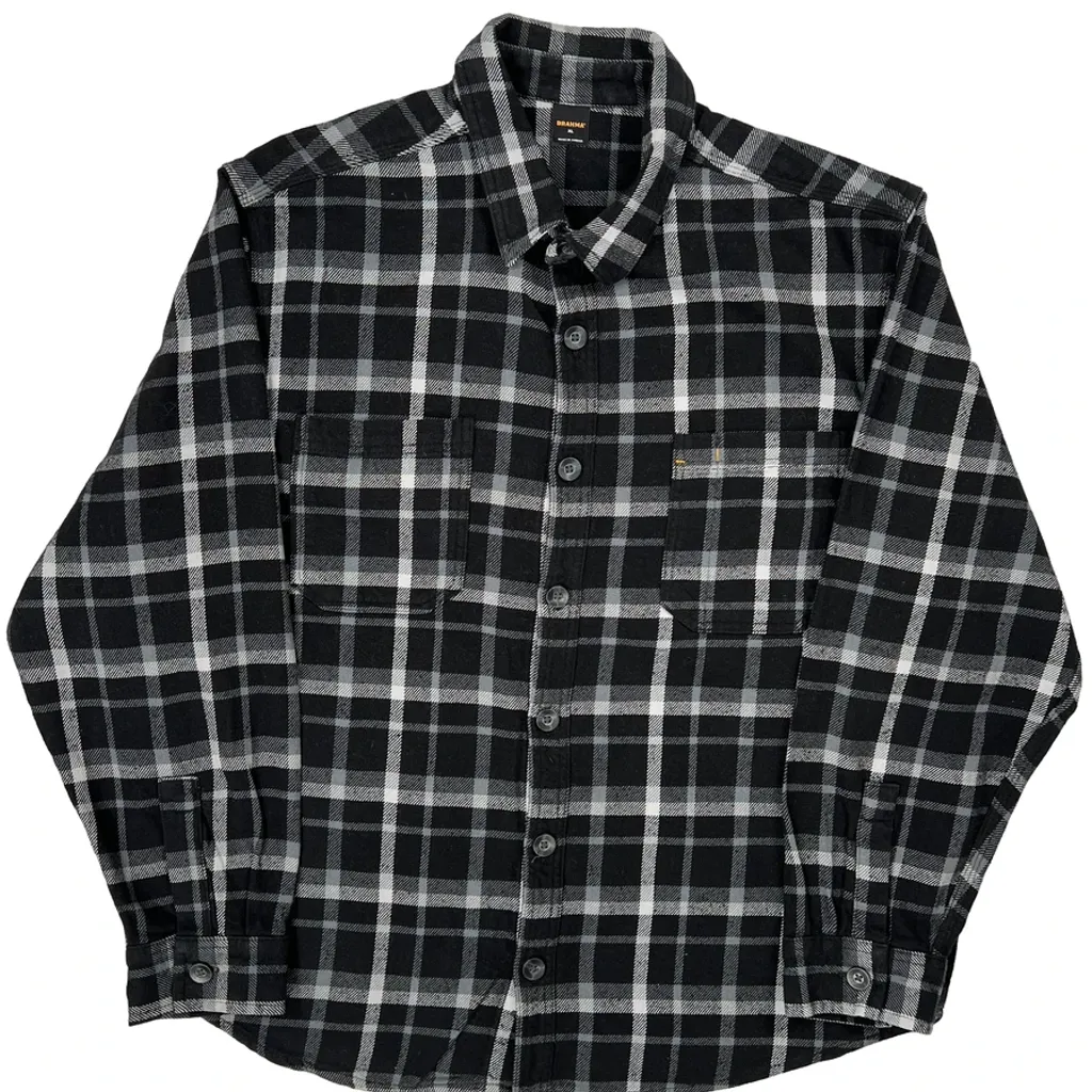 Brahma Checked Flannel Shirt - XL Black Cotton - Image 5
