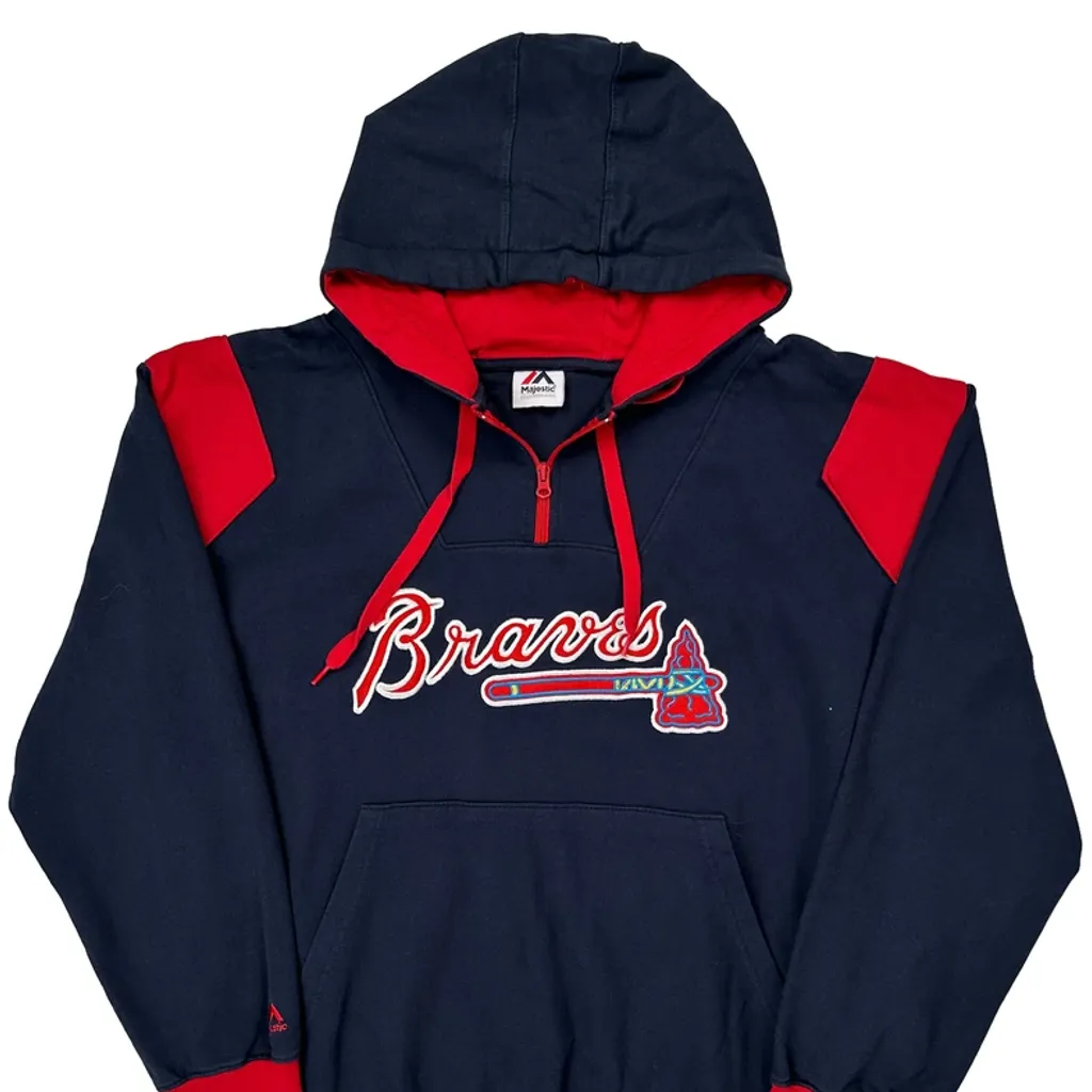 Braves Majestic Mlb Hoodie - XL Navy Cotton - Image 6