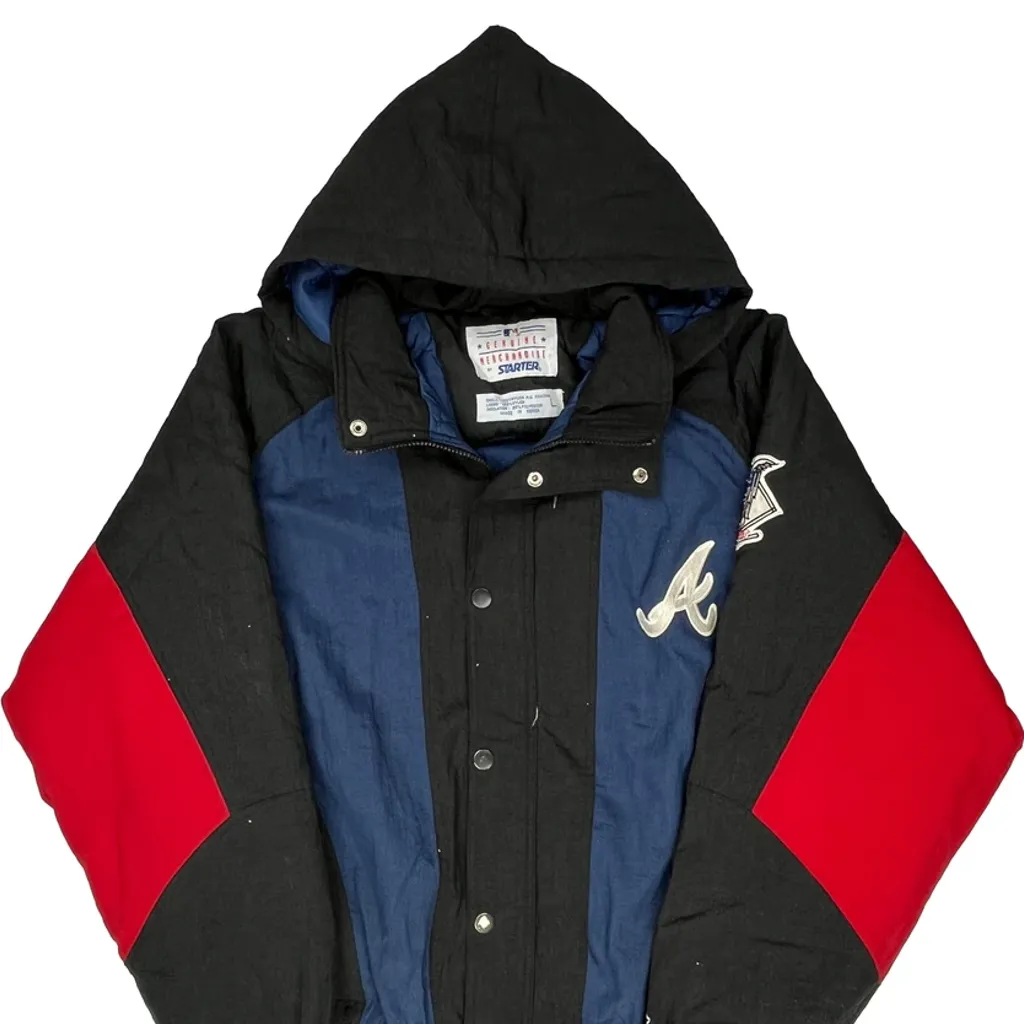 Braves Starter Mlb Baseball Jacket - Large Black Nylon - Image 5