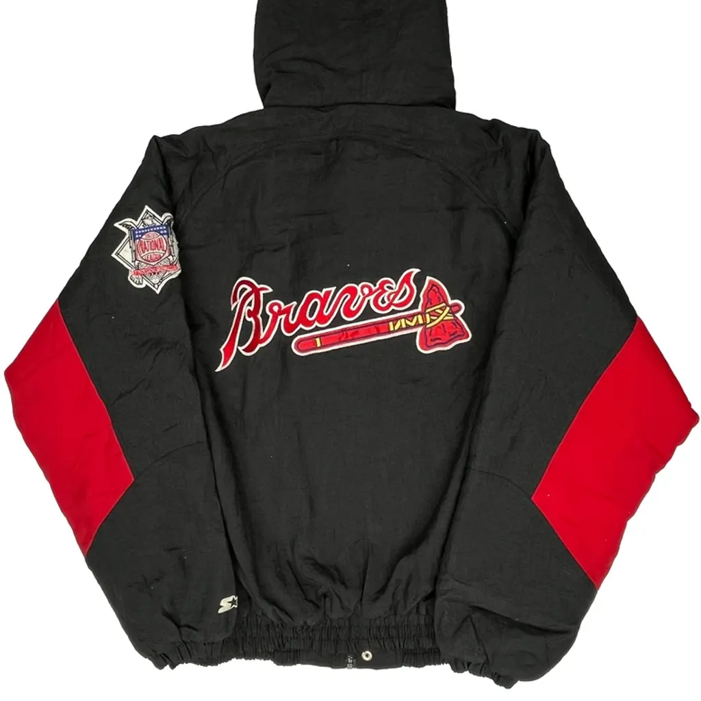 Braves Starter Mlb Baseball Jacket - Large Black Nylon - Image 6