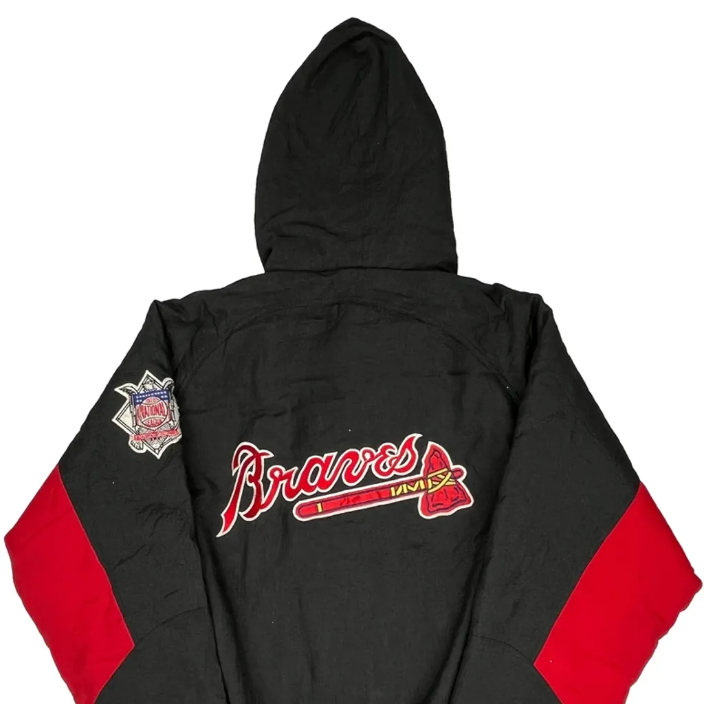 Braves Starter Mlb Baseball Jacket - Large Black Nylon - Image 7