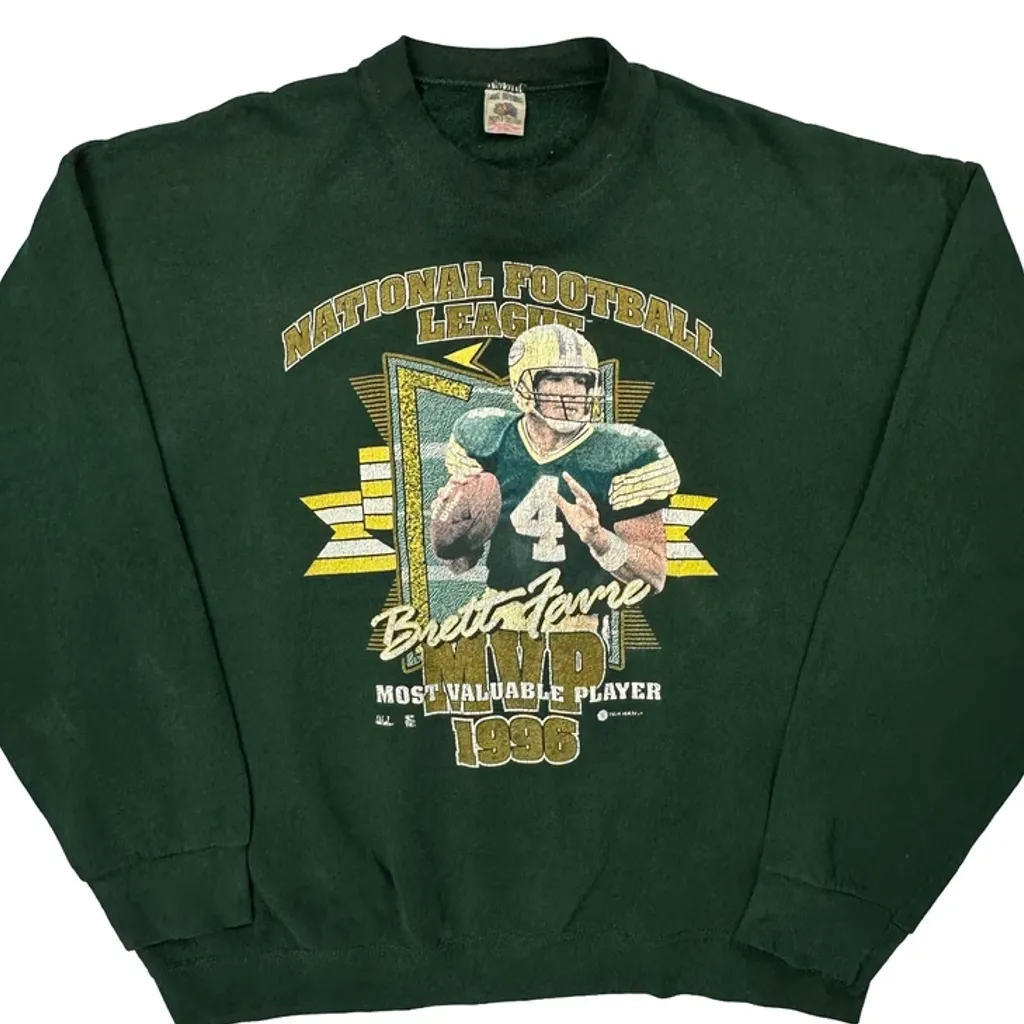Brett Favre Mvp 1996 Fruit Of The Loom Nfl Sweatshirt - 2XL Green Cotton - Image 5