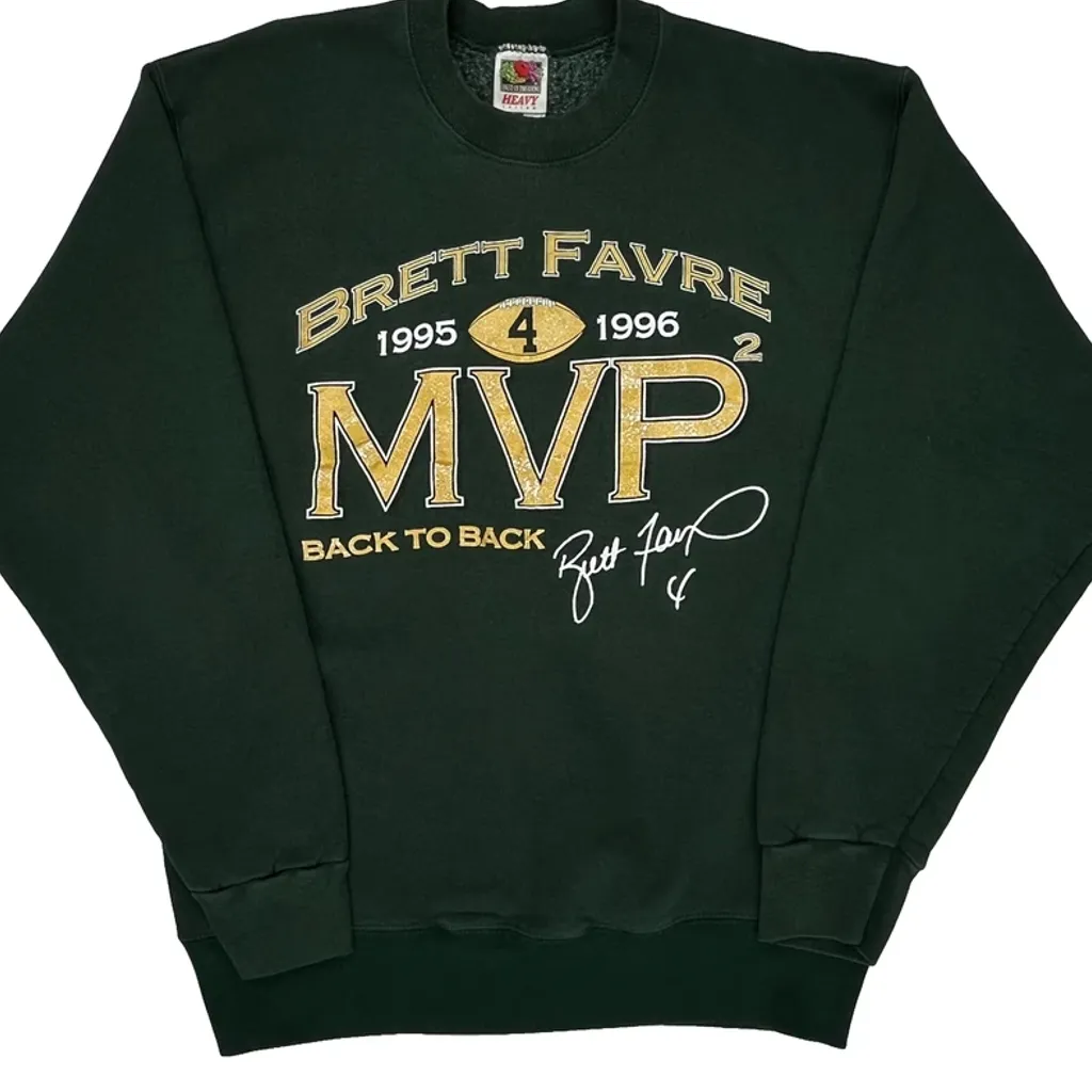 Brett Favre Mvp Fruit Of The Loom Graphic Sweatshirt - Large Green Cotton - Image 5