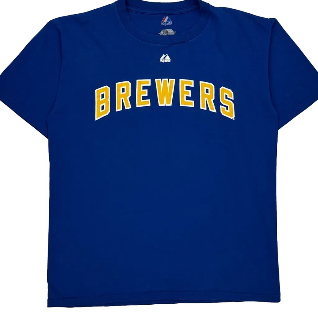 Brewers Majestic Mlb T-Shirt - Medium Blue Cotton - Image 4