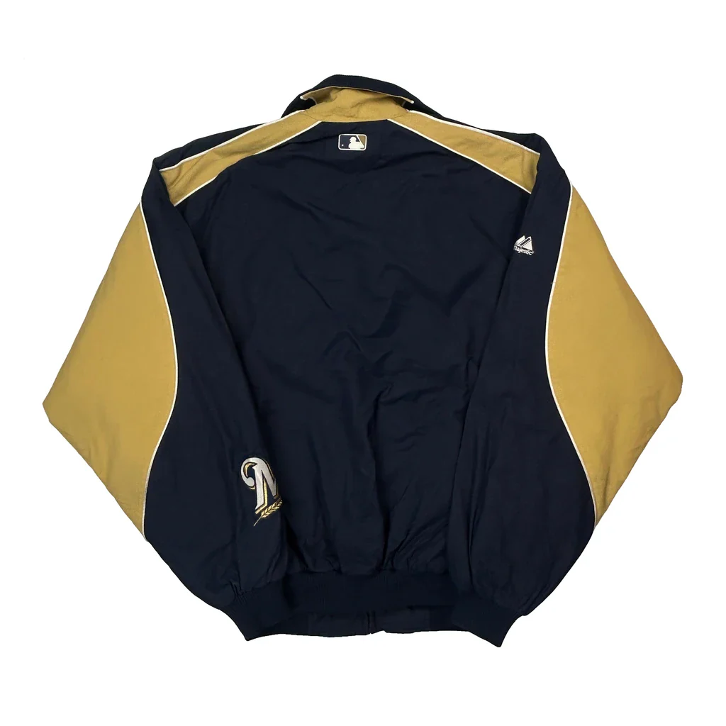Brewers Majestic Mlb Windbreaker - Large Navy Polyester - Image 2