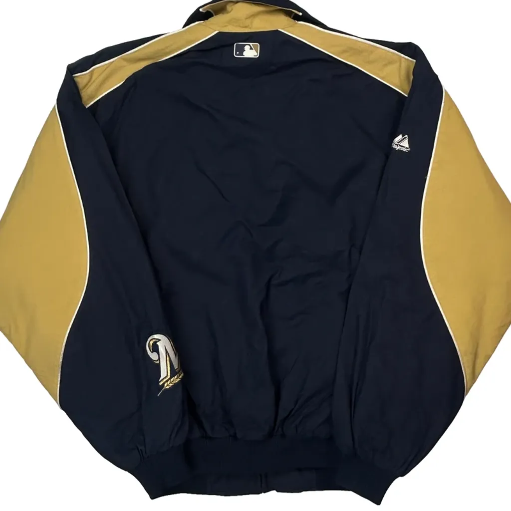 Brewers Majestic Mlb Windbreaker - Large Navy Polyester - Image 6