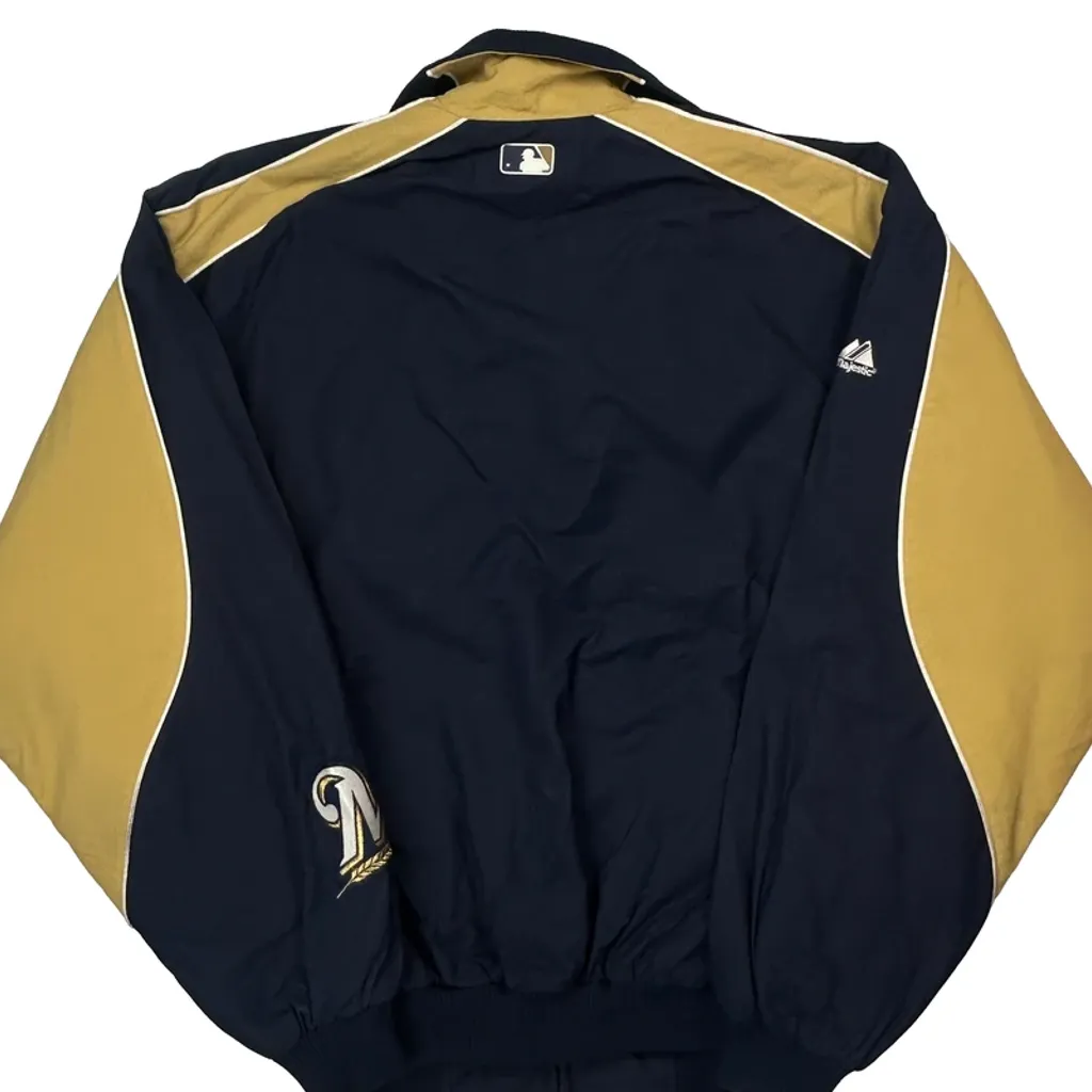 Brewers Majestic Mlb Windbreaker - Large Navy Polyester - Image 7