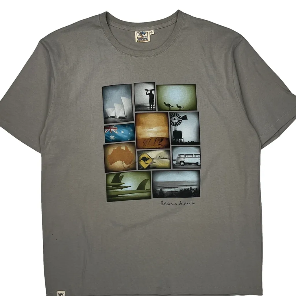 Brisbane Australia Pacific Creations Single Stitch T-Shirt - Large Grey Cotton - Image 4