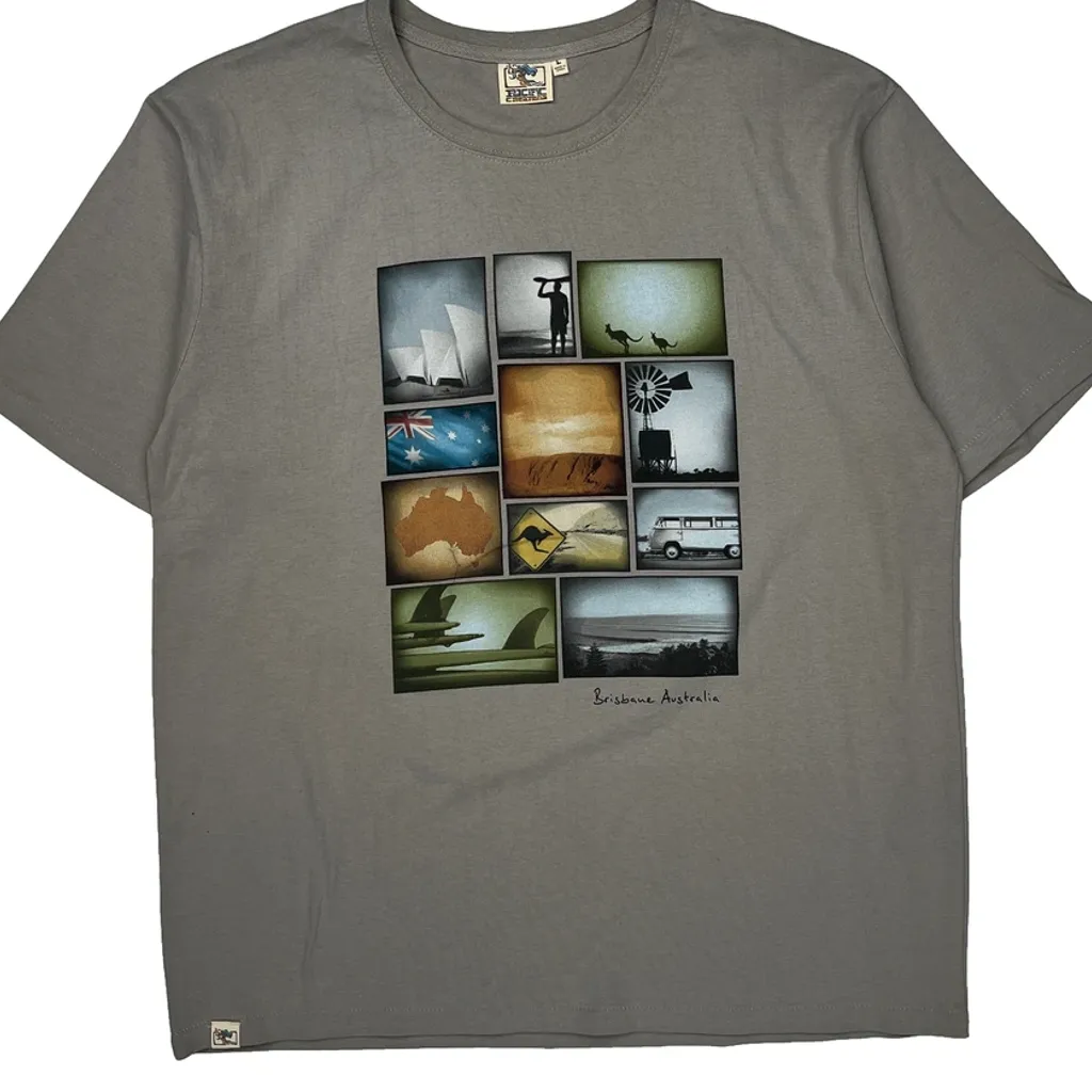 Brisbane Australia Pacific Creations Single Stitch T-Shirt - Large Grey Cotton - Image 5