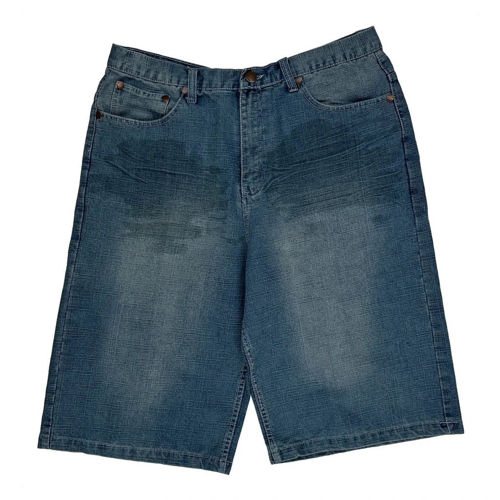 Brooklyn Express Baggy Denim Shorts - 34W 15L Blue Denim - Image 2