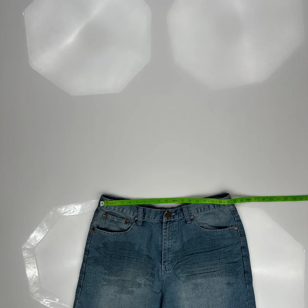 Brooklyn Express Baggy Denim Shorts - 34W 15L Blue Denim - Image 3