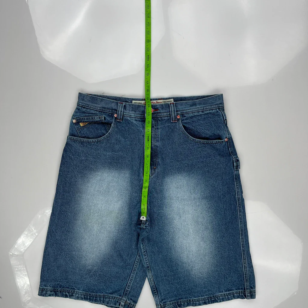 Brooklyn Xpress Baggy Denim Shorts - 34W 11L Blue Cotton - Image 4