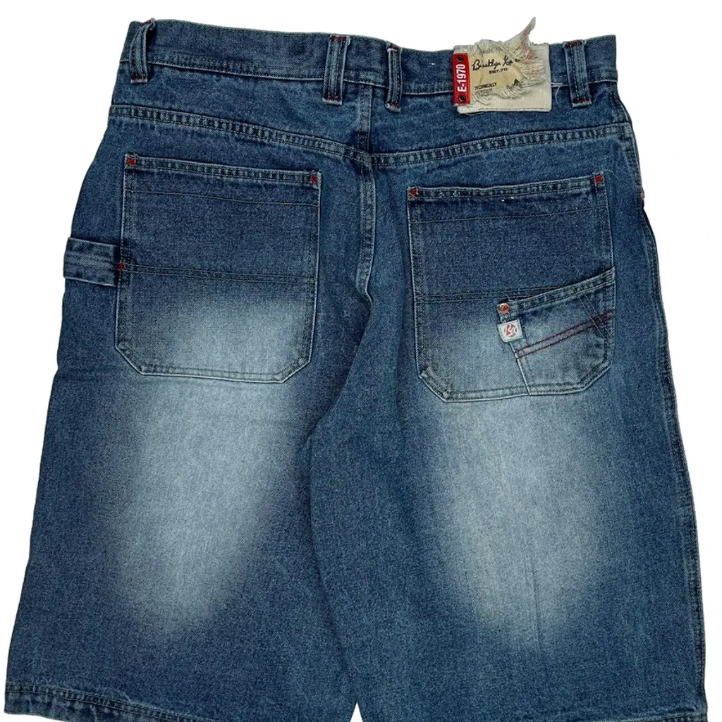 Brooklyn Xpress Baggy Denim Shorts - 34W 11L Blue Cotton - Image 7