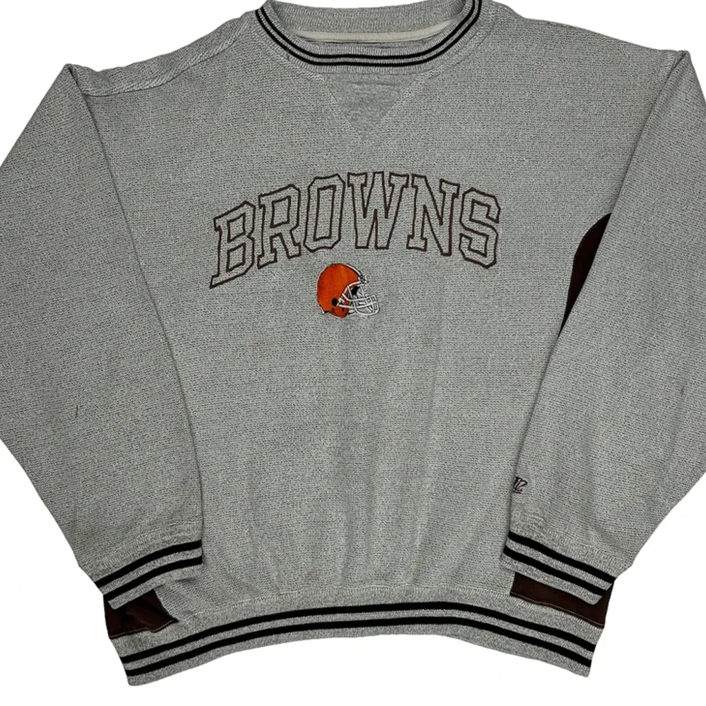 Browns Logo Athletics Football Sweatshirt - Large Grey Cotton Blend - Image 4
