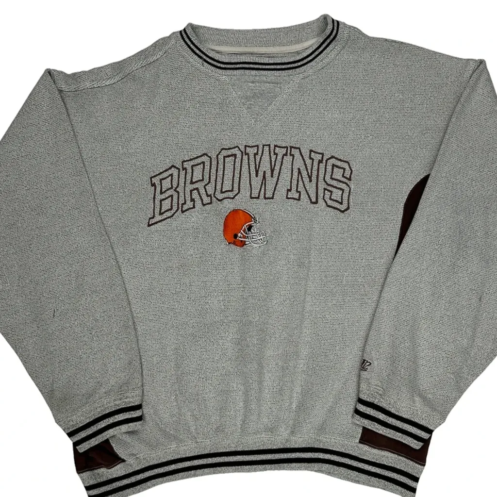 Browns Logo Athletics Football Sweatshirt - Large Grey Cotton Blend - Image 5