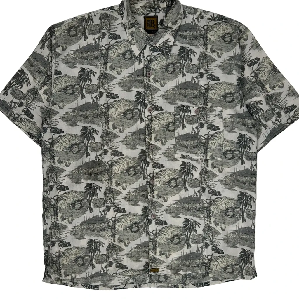 Bruno Hawaiian Shirt - Large Grey Polyester - Image 4